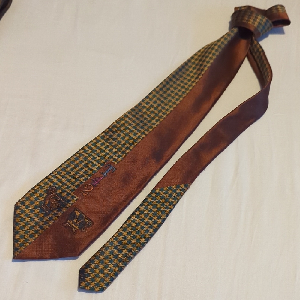 Moschino Brown and Green Patterned Tie